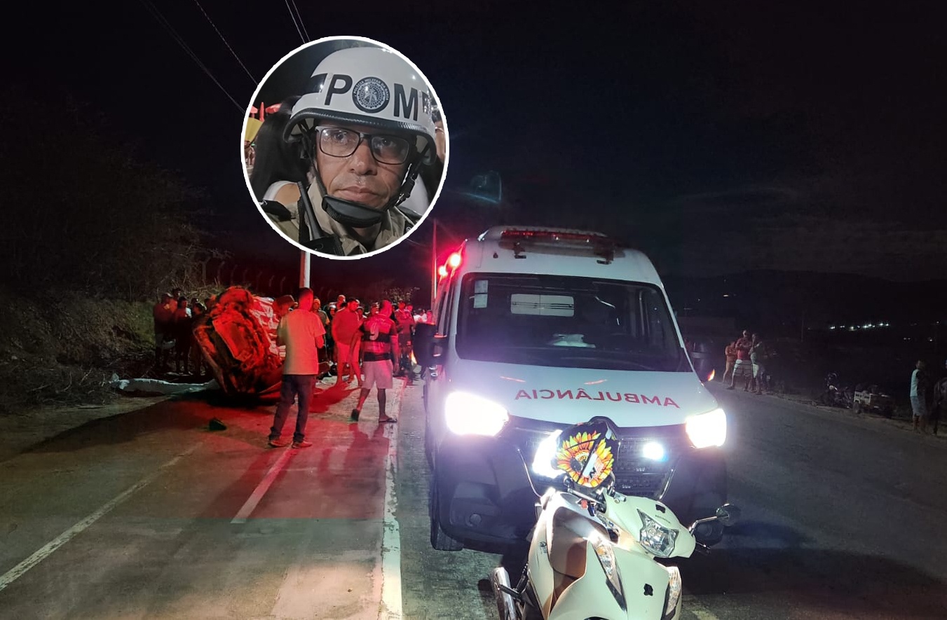 Policial militar morre após capotamento de veículo na região de Jacobina