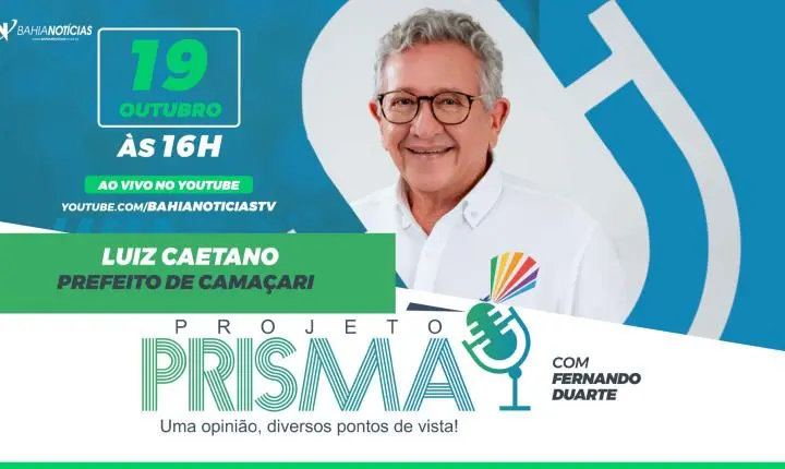 Luiz Caetano concede entrevista ao vivo no Projeto Prisma nesta segunda